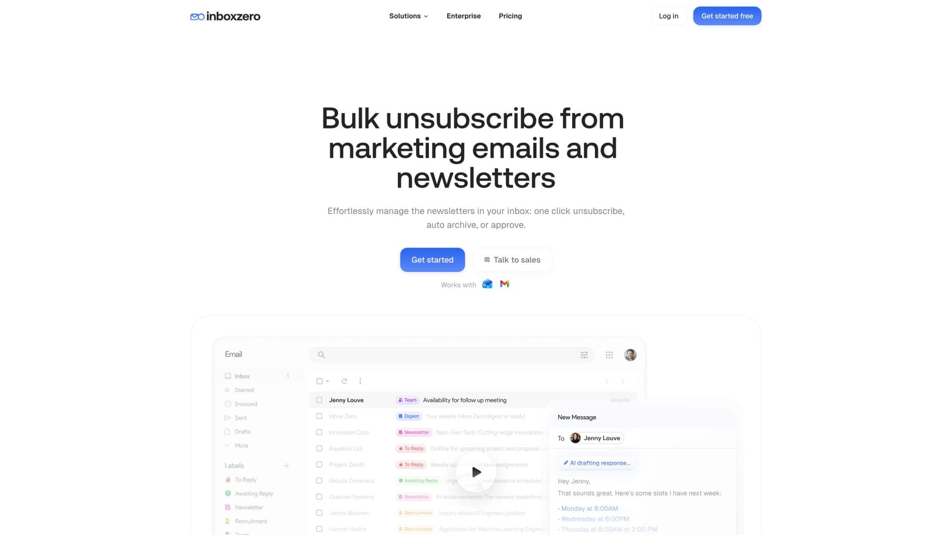 Inbox Zero Bulk Email Unsubscriber dashboard showing newsletter senders sorted by volume with one-click unsubscribe actions